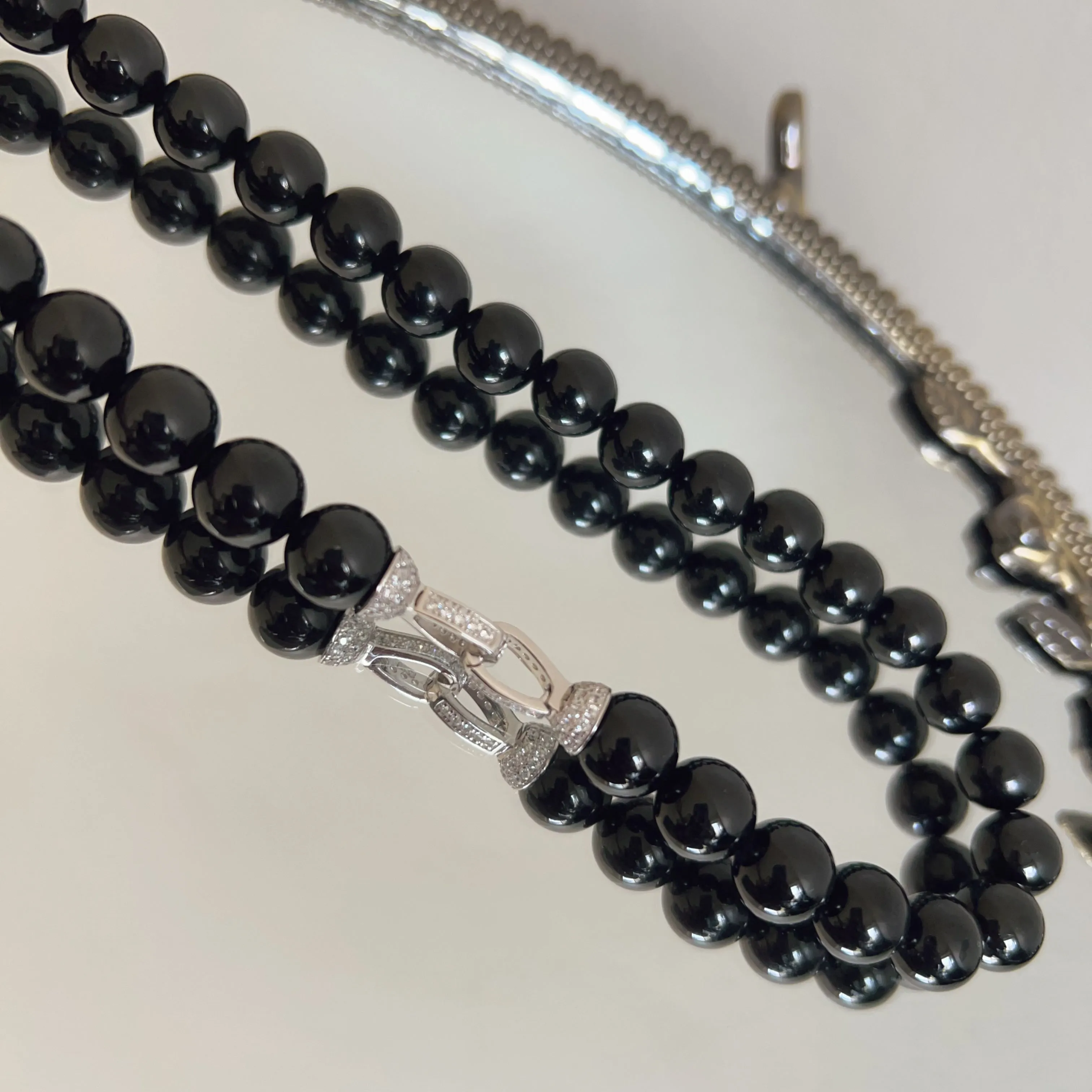 10mm Top Grade Black Tourmaline Beaded Necklace | Handmade Reiki Healing Crystal Jewelry | 1st Root Chakra Remove Negativity