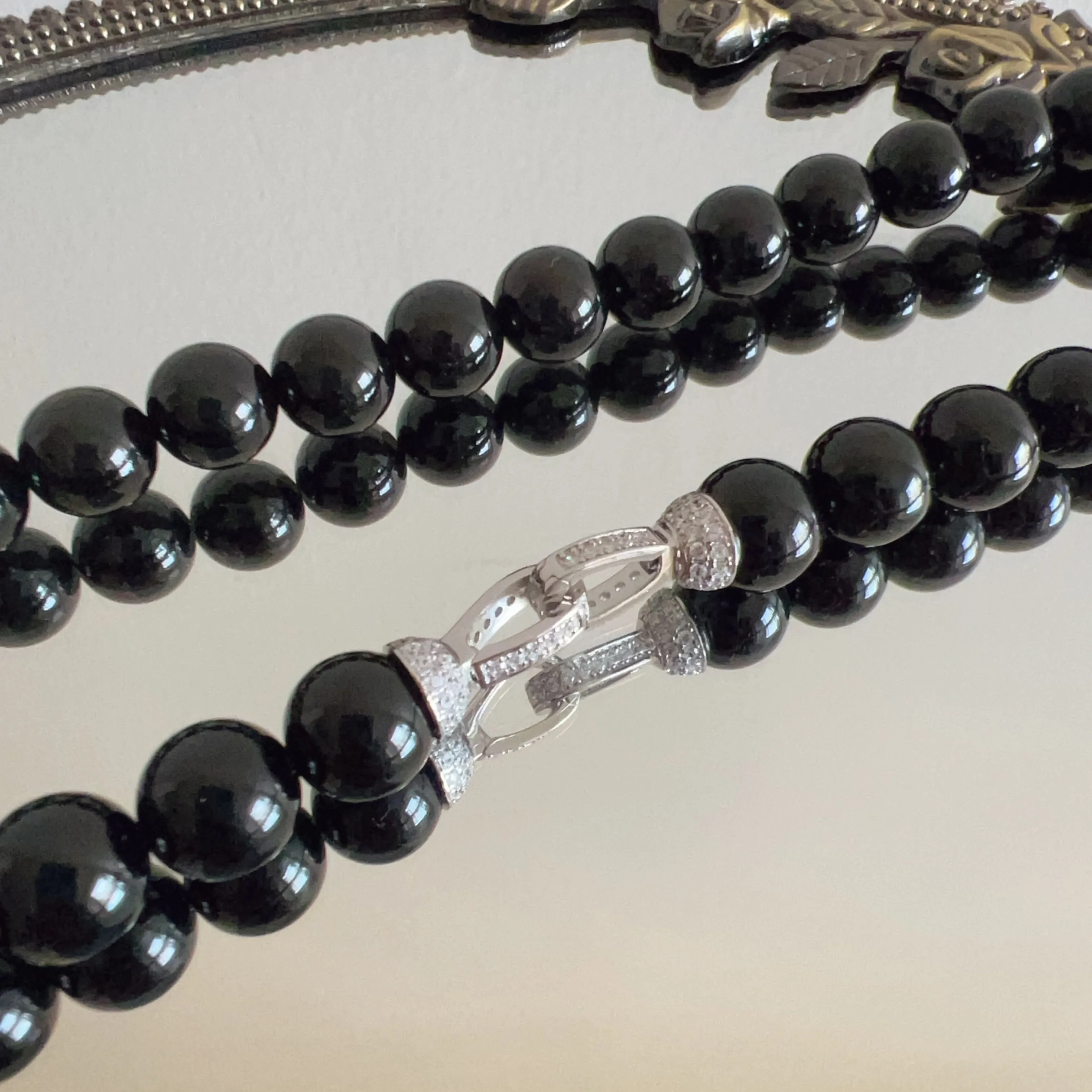 10mm Top Grade Black Tourmaline Beaded Necklace | Handmade Reiki Healing Crystal Jewelry | 1st Root Chakra Remove Negativity