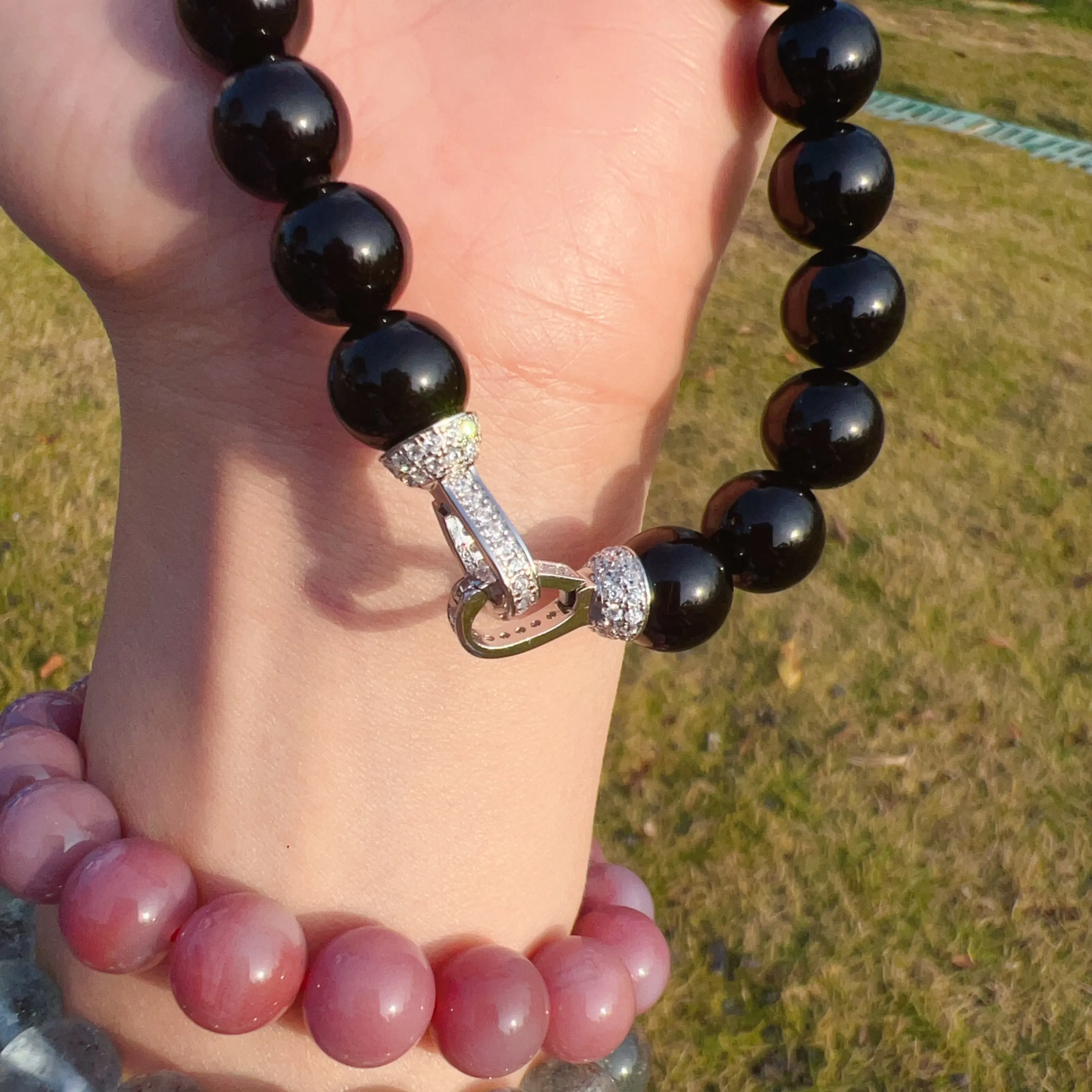 10mm Top Grade Black Tourmaline Beaded Necklace | Handmade Reiki Healing Crystal Jewelry | 1st Root Chakra Remove Negativity