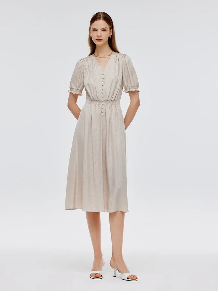 16 Momme Mulberry Silk Jacquard Women Midi Dress