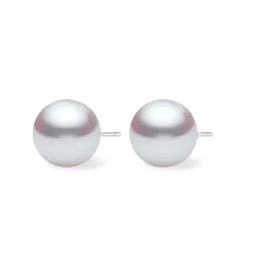 18K Gold Akoya Silver Blue Pearl Stud Earrings KE00022