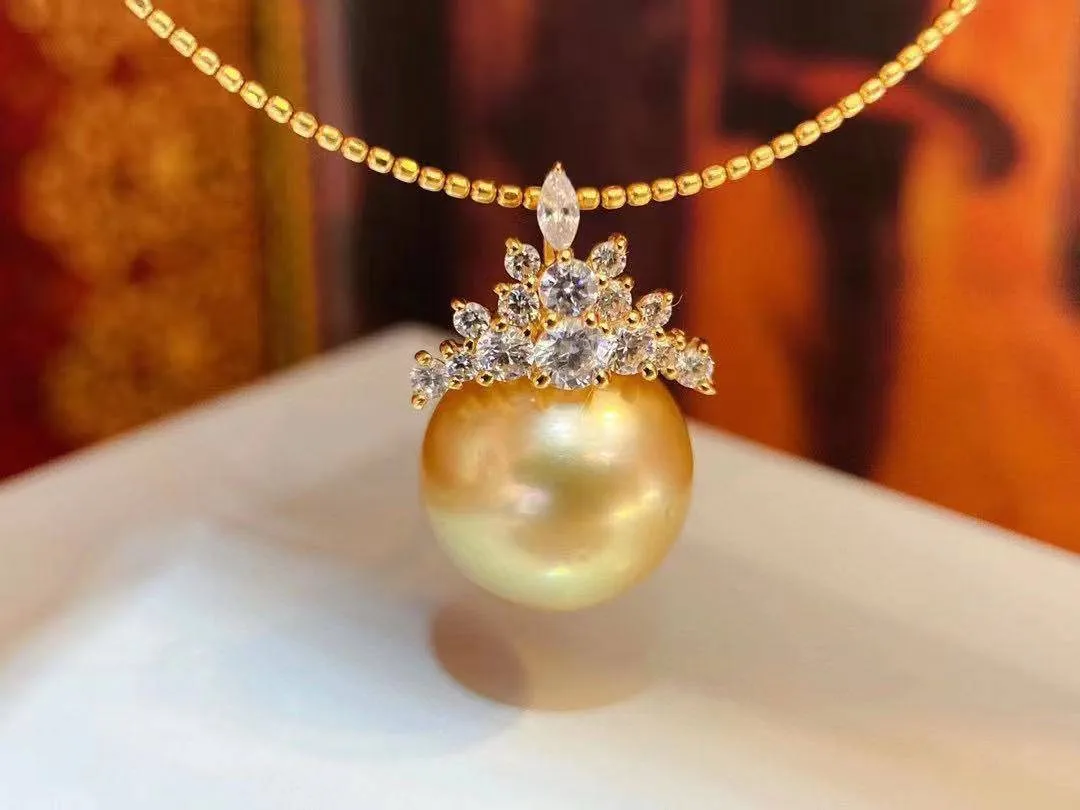 18K Solid Gold Pearl Necklace KN00005