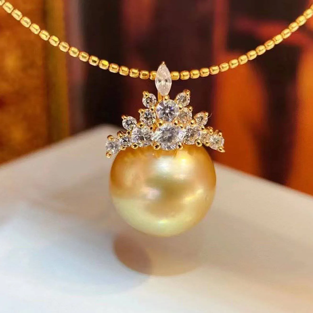 18K Solid Gold Pearl Necklace KN00005