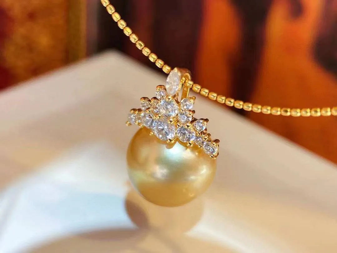 18K Solid Gold Pearl Necklace KN00005