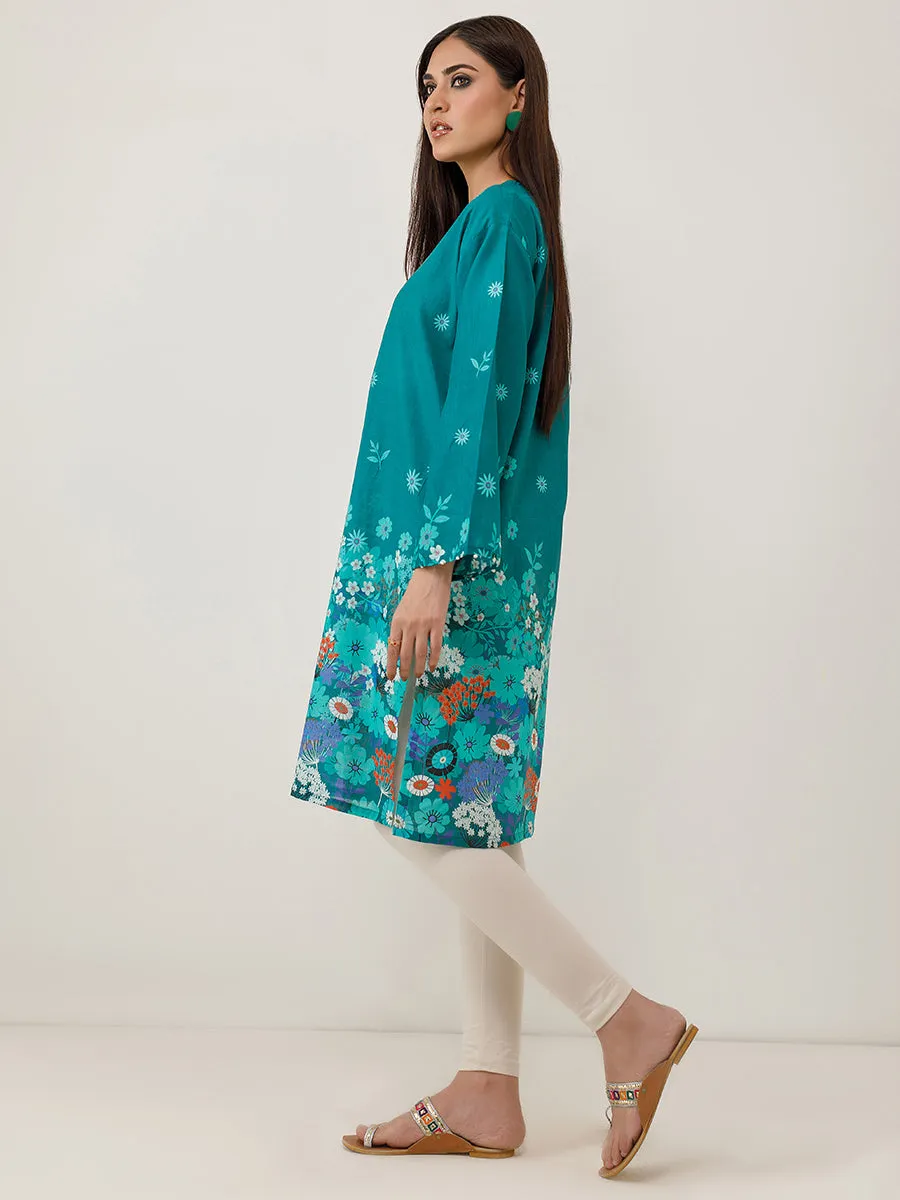 1pc Unstitched Digital Printed Lawn Slub Kurti