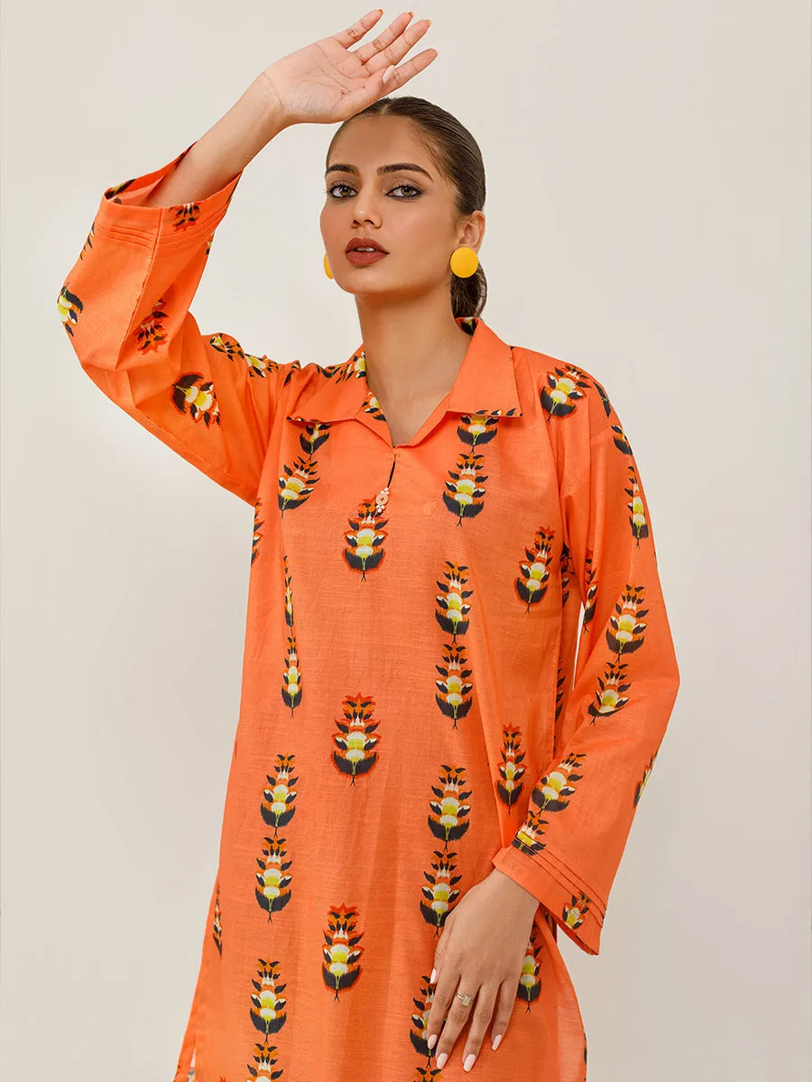 1pc Unstitched Digital Printed Lawn Slub Kurti