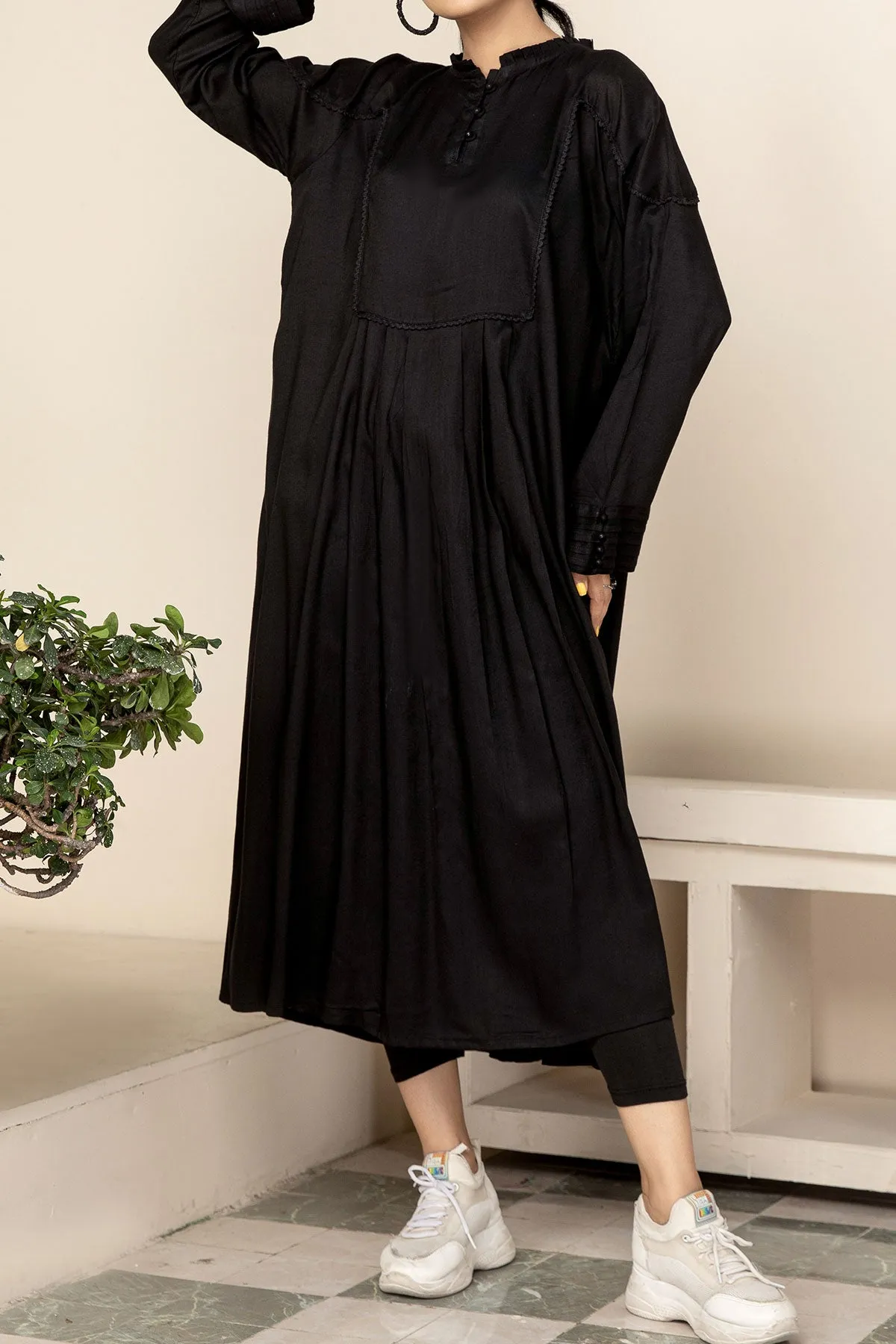 1PIECE LINEN KURTA | LELK-20 Black