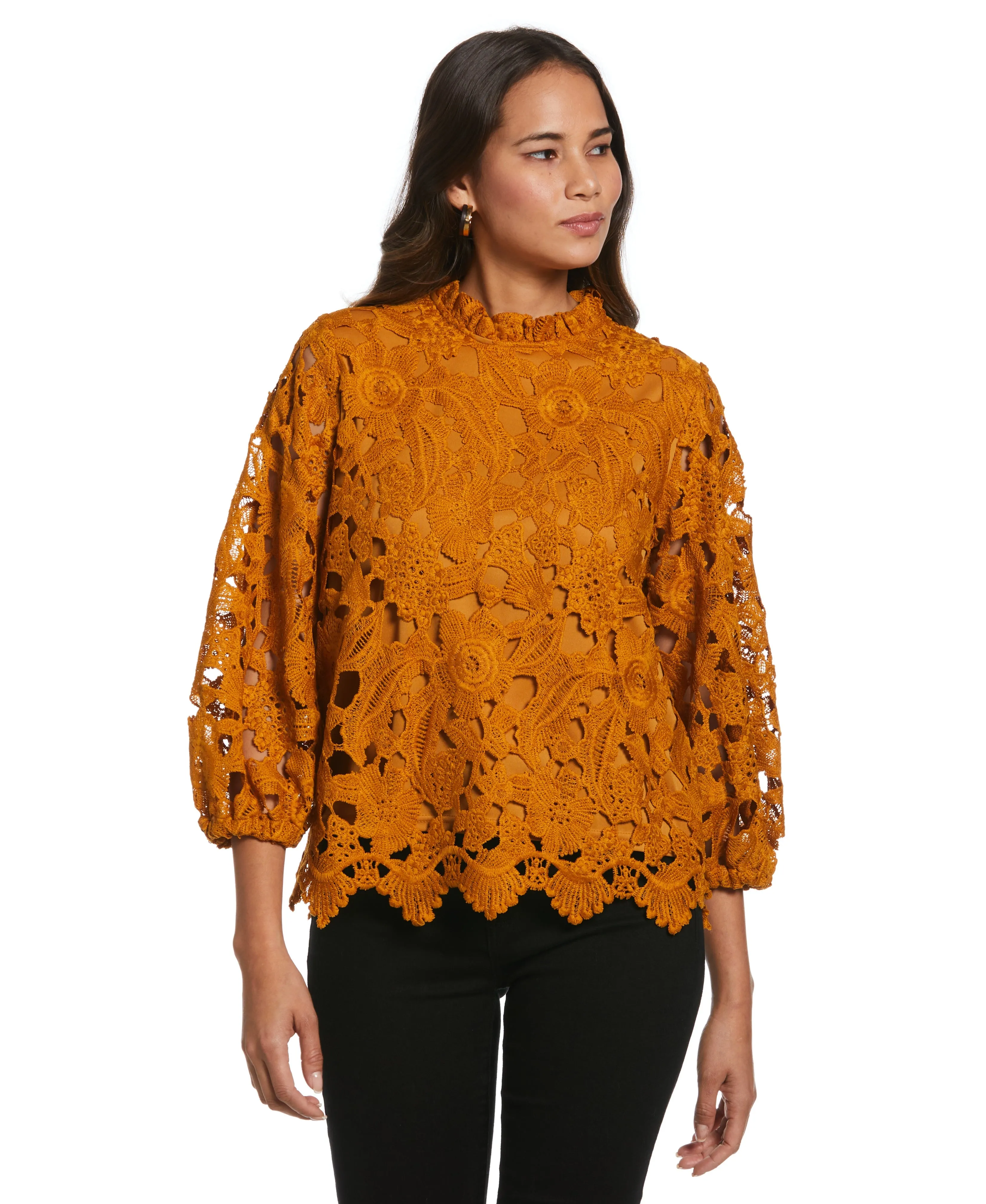 3/4 Sleeve Lace Top