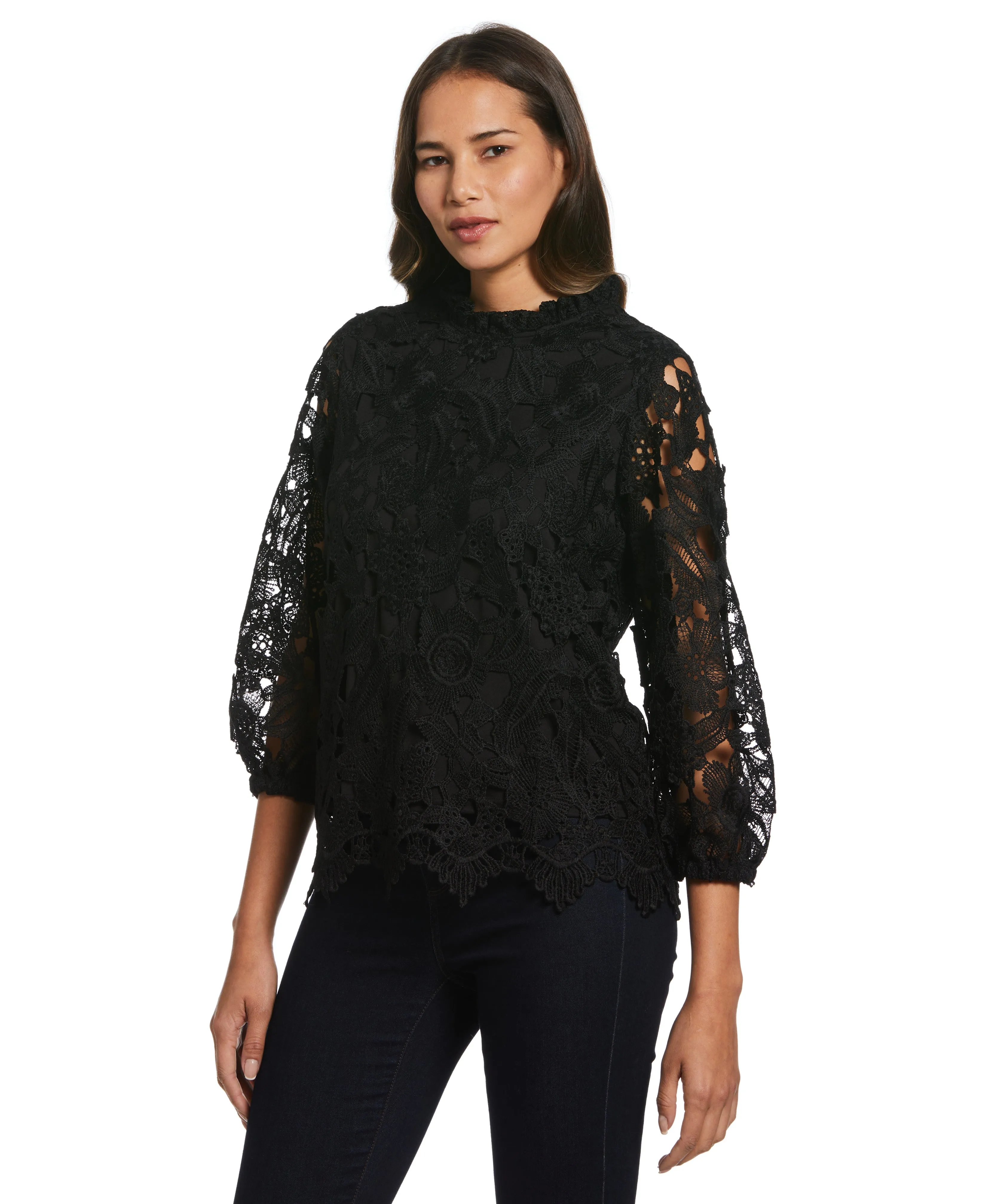 3/4 Sleeve Lace Top