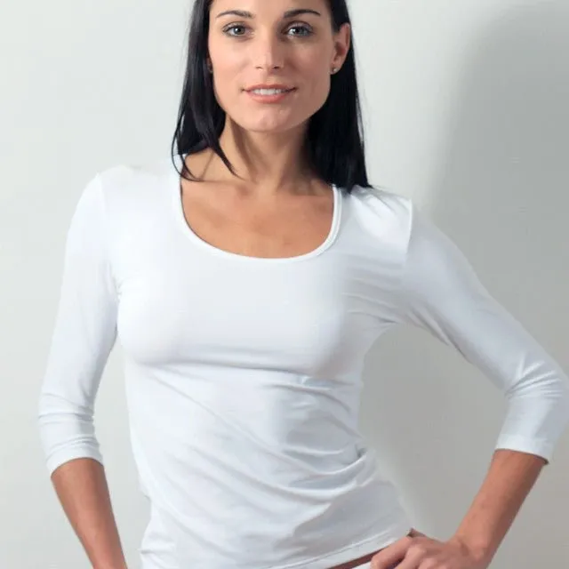 3/4 Sleeve Scoop Neck Layering Top