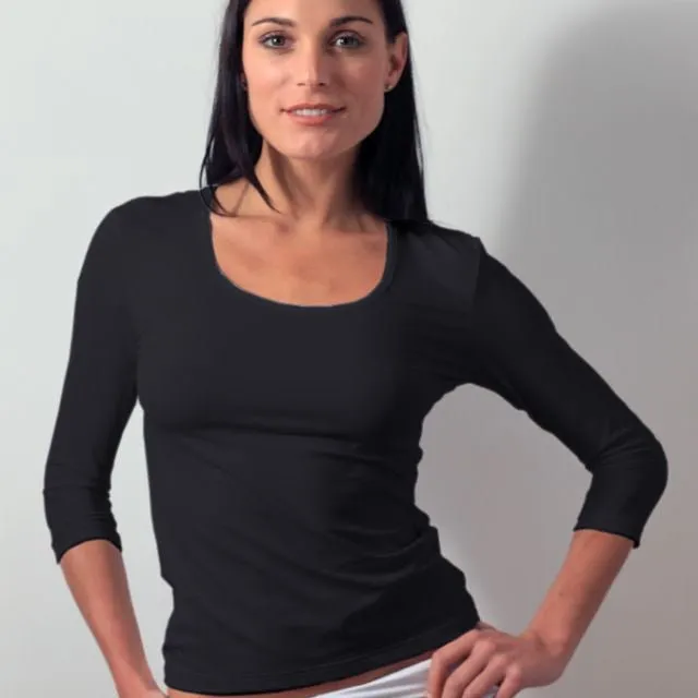 3/4 Sleeve Scoop Neck Layering Top