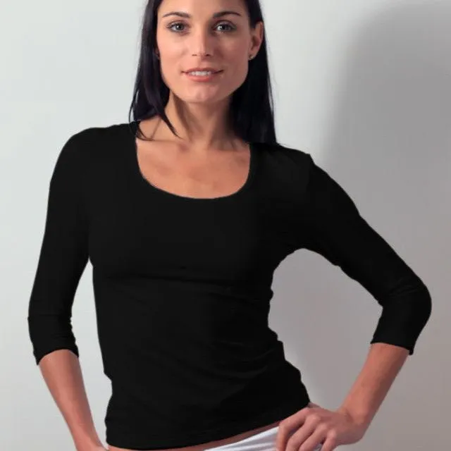 3/4 Sleeve Scoop Neck Layering Top