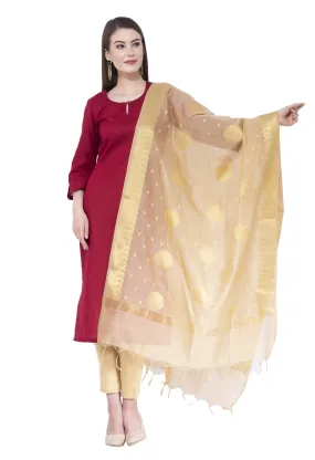 A R SILK Golden Color Fancy Vanarsi Silk Dupattas and Chunnis