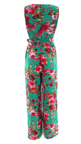 A1598 Alesha Green Floral Jumpsuit