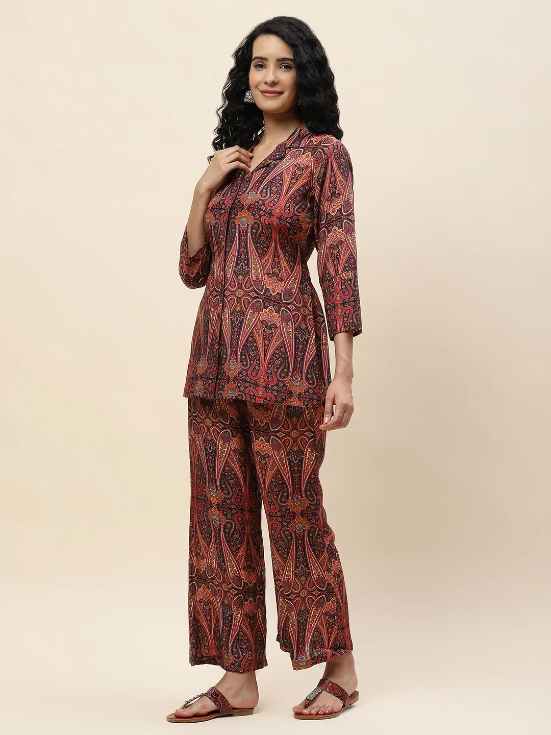 Abstract Printed Cotton Kurta With Pants