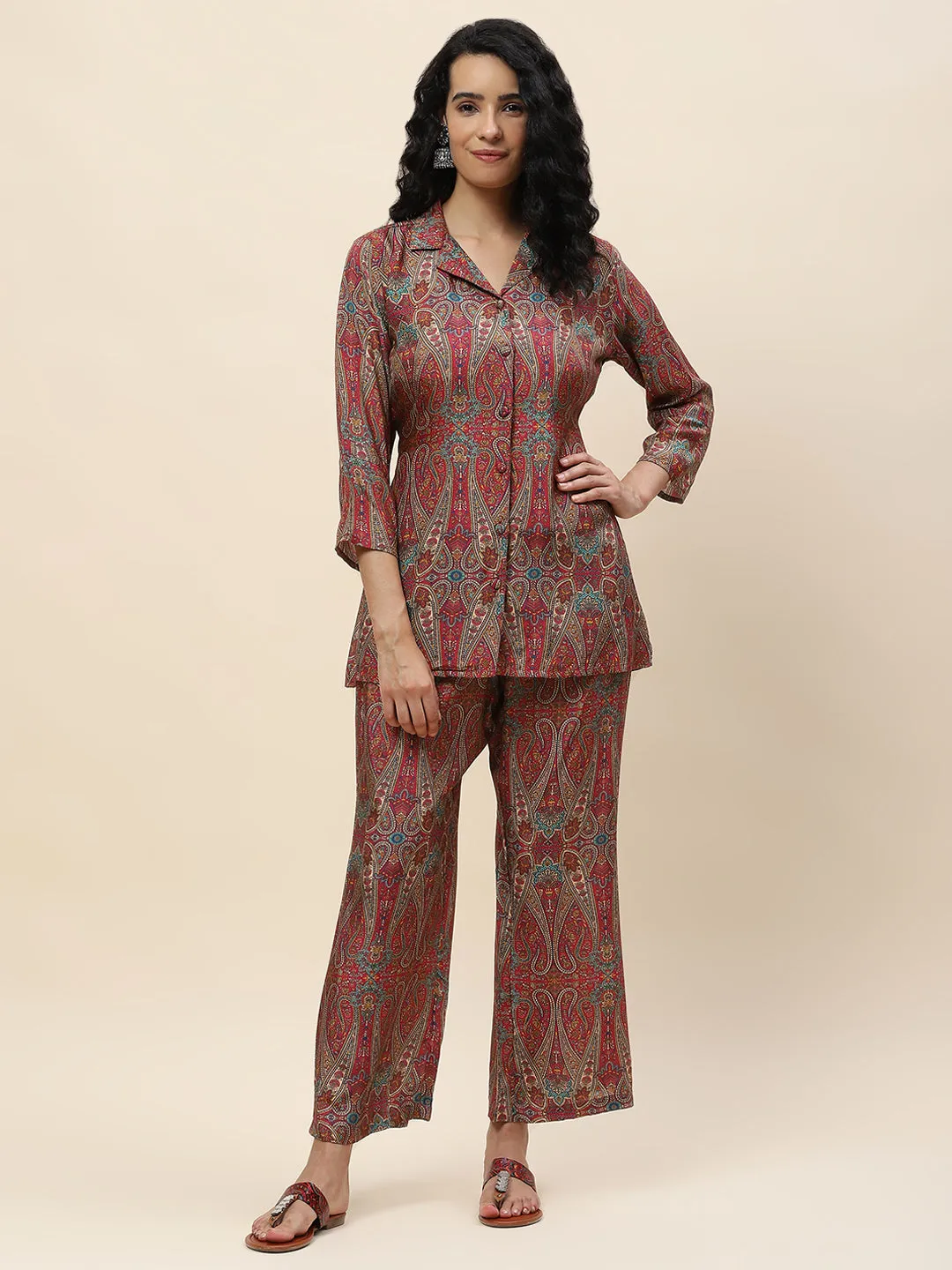 Abstract Printed Cotton Kurta With Pants