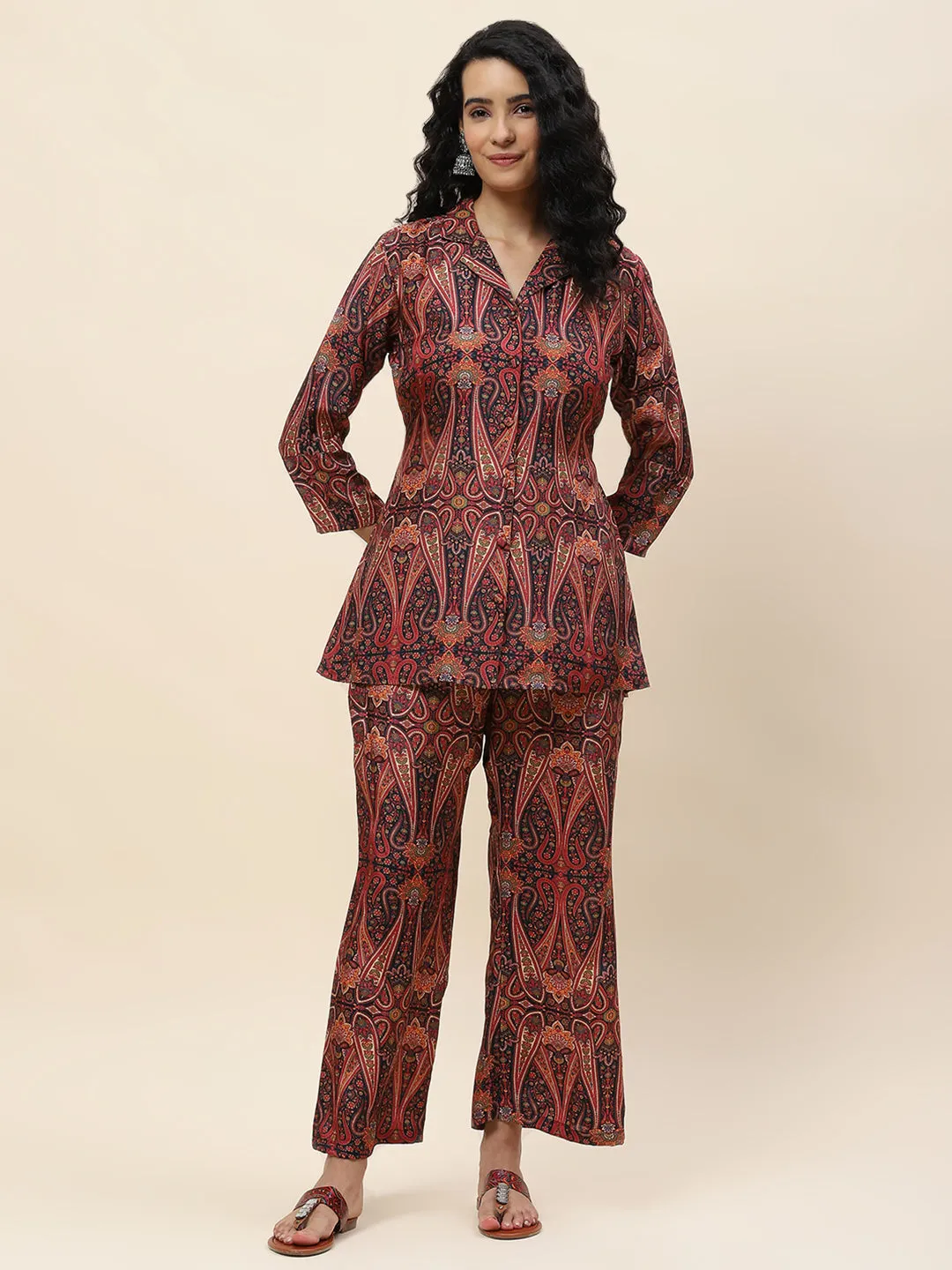 Abstract Printed Cotton Kurta With Pants