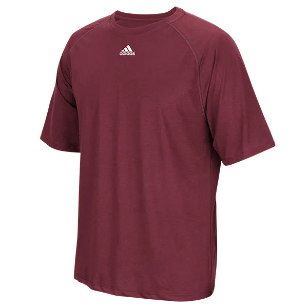 adidas Men's Collegiate Burgundy Performance Short-Sleeve Climalite Tee