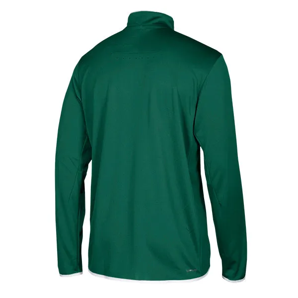 adidas Men's Dark Green/White Team Iconic Knit Long Sleeve Quarter Zip