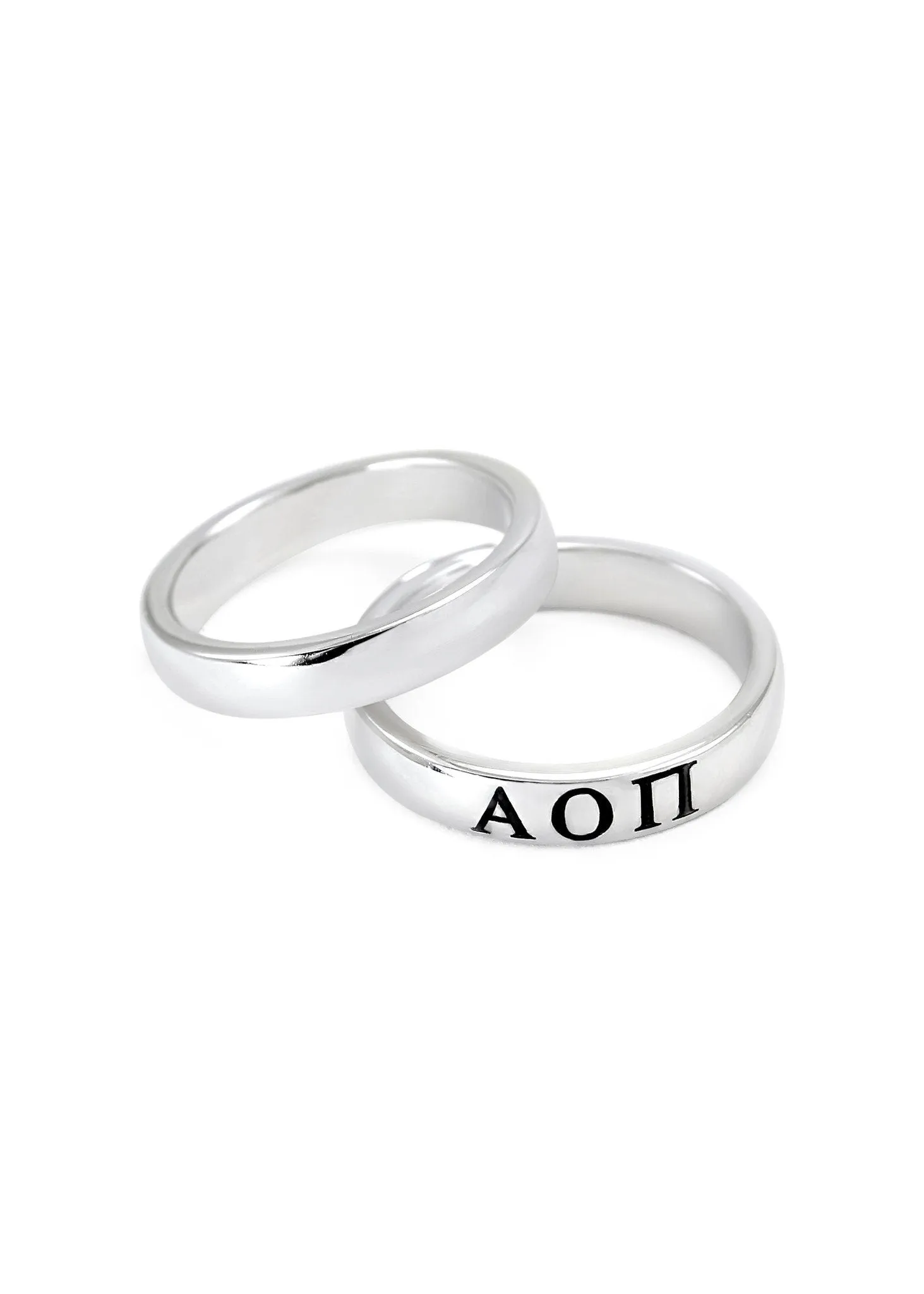 Alpha Omicron Pi Sterling Silver Skinny Band Ring