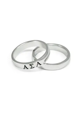 Alpha Sigma Alpha Sterling Silver Ring with Black Enamel