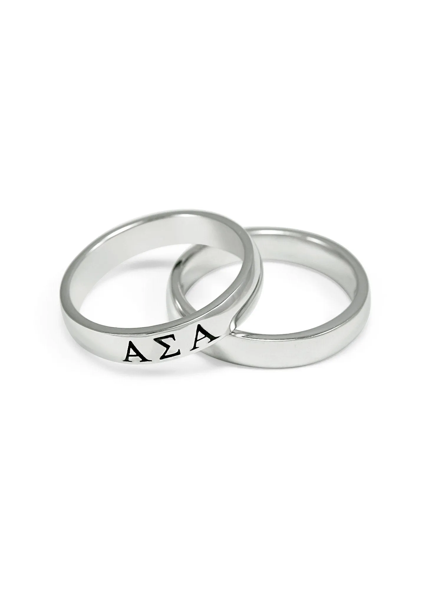 Alpha Sigma Alpha Sterling Silver Ring with Black Enamel