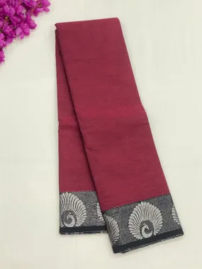 Appealing Maroon Color Pure Sungudi Cotton Saree With Silver Zari Border