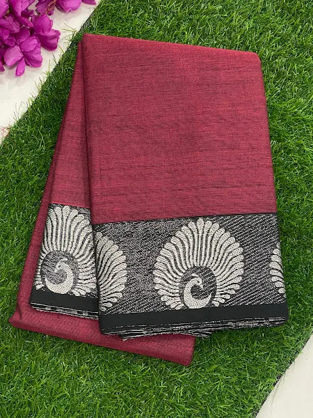 Appealing Maroon Color Pure Sungudi Cotton Saree With Silver Zari Border