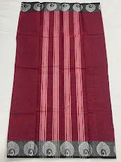 Appealing Maroon Color Pure Sungudi Cotton Saree With Silver Zari Border