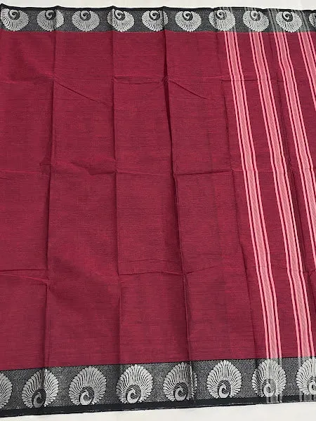 Appealing Maroon Color Pure Sungudi Cotton Saree With Silver Zari Border