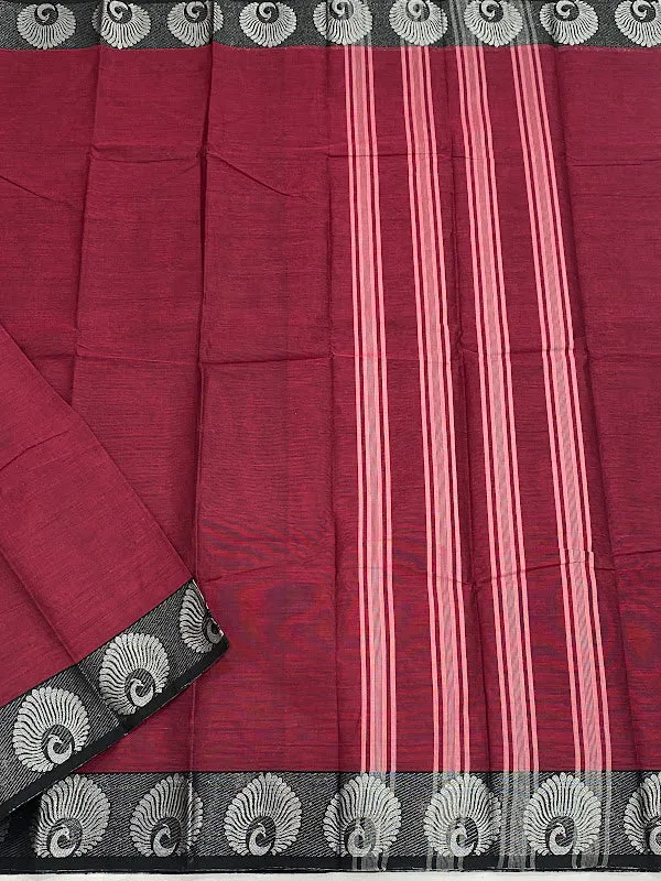 Appealing Maroon Color Pure Sungudi Cotton Saree With Silver Zari Border