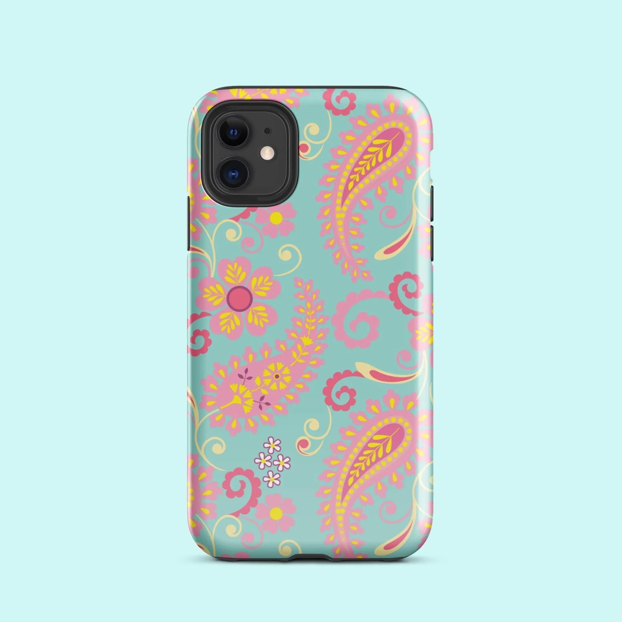 Aqua Paisley Tough Case for iPhone®