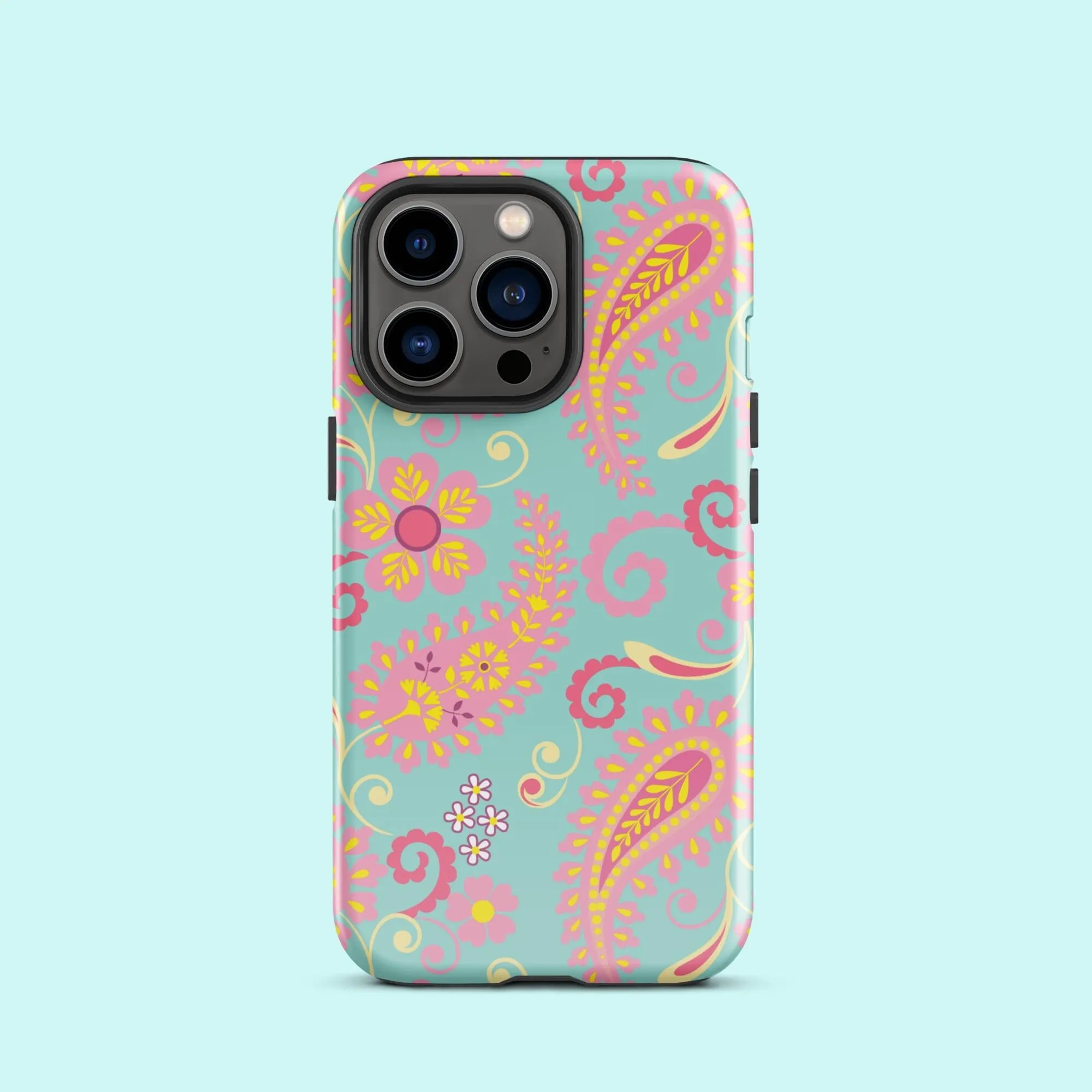 Aqua Paisley Tough Case for iPhone®