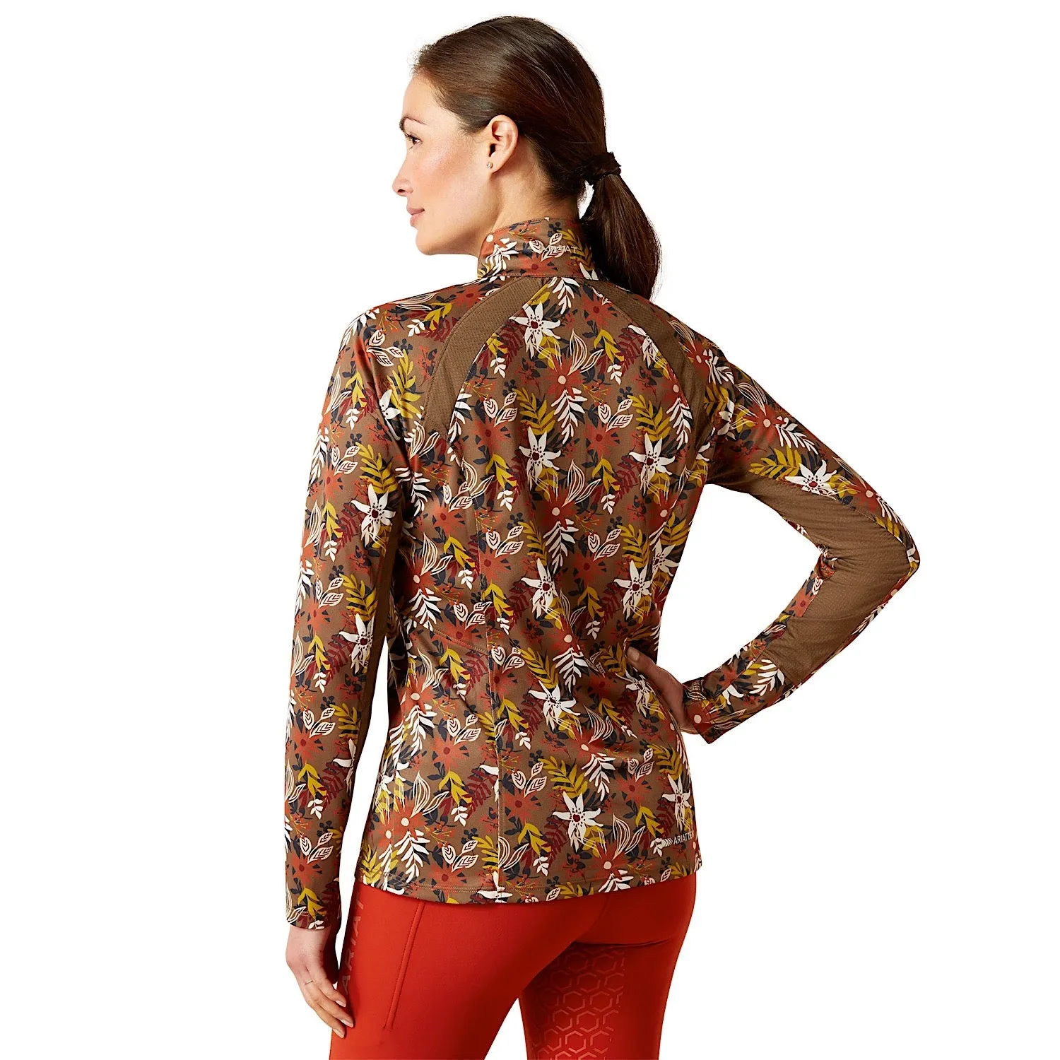 Ariat Womens Sunstopper 2.0 1/4 Zip Canteen Floral