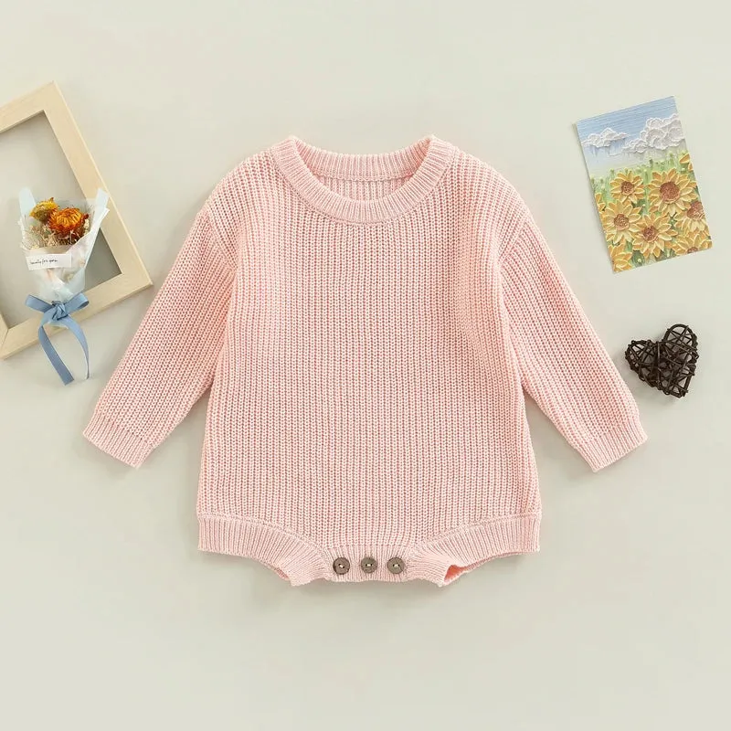 Baby Deluxe Sweater Knit Long Sleeve Romper Onesie Layette