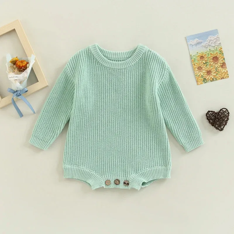 Baby Deluxe Sweater Knit Long Sleeve Romper Onesie Layette