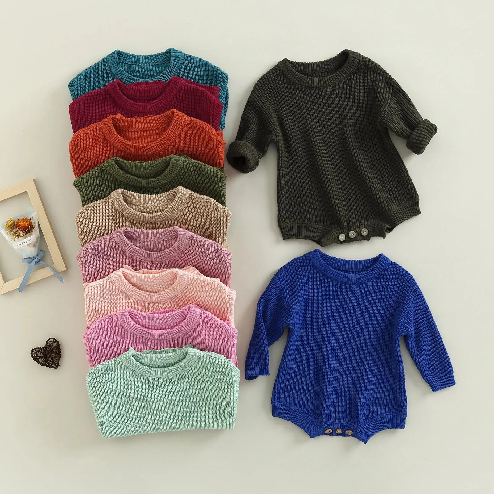 Baby Deluxe Sweater Knit Long Sleeve Romper Onesie Layette