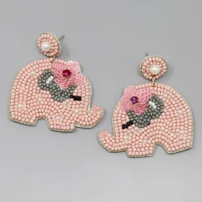 Baby Elephant Seed Bead Earrings