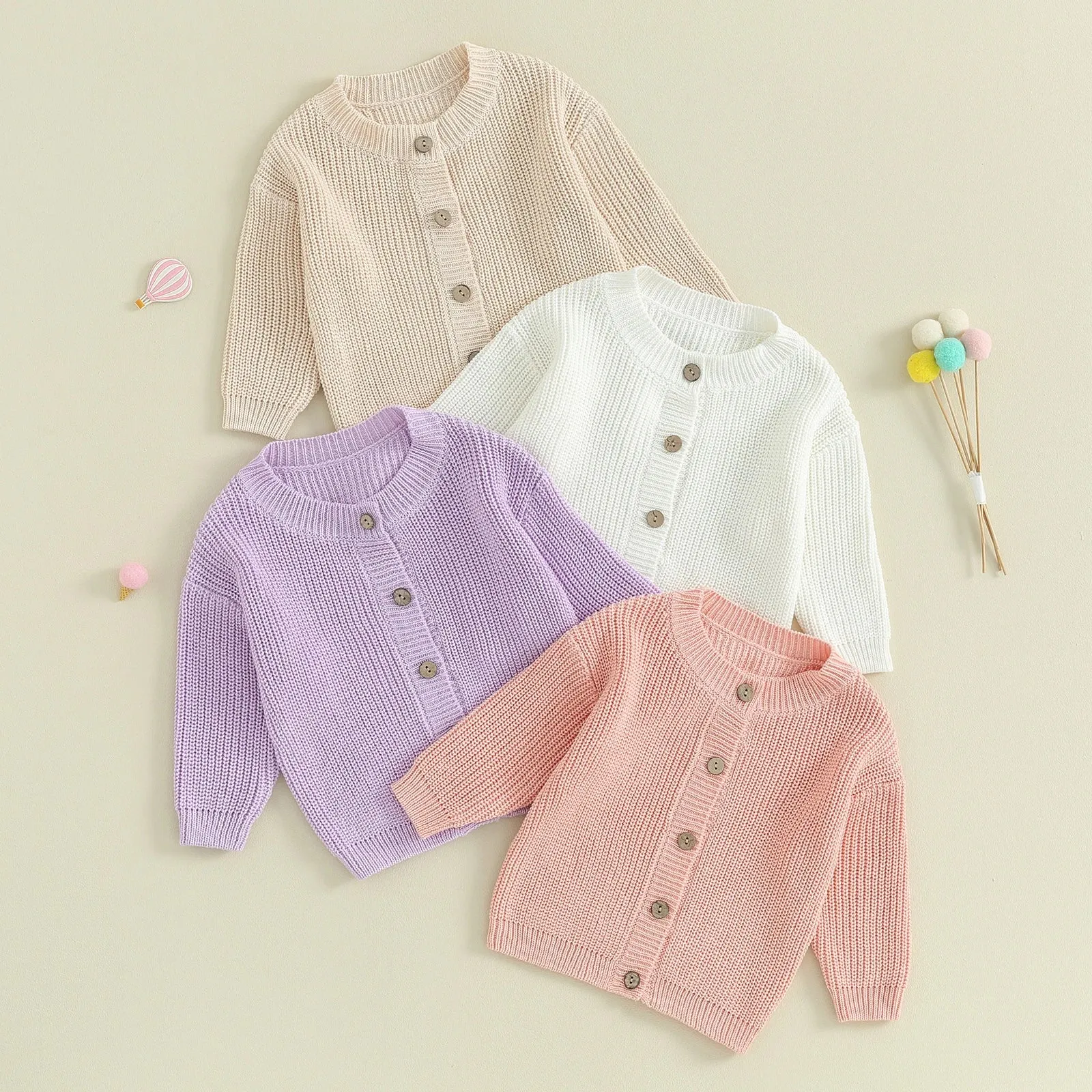 Baby Girls Deluxe Sweater Cardigan Pastel (4 Colors)