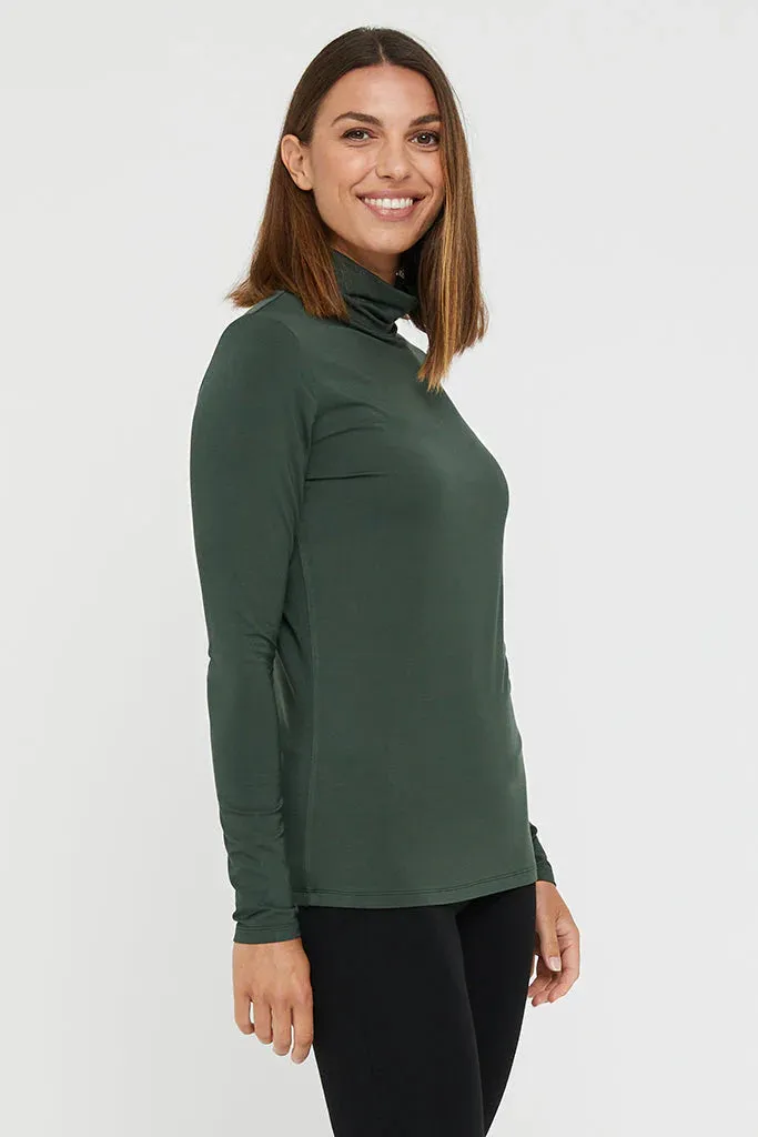 Bamboo Roll Neck Top - Forest