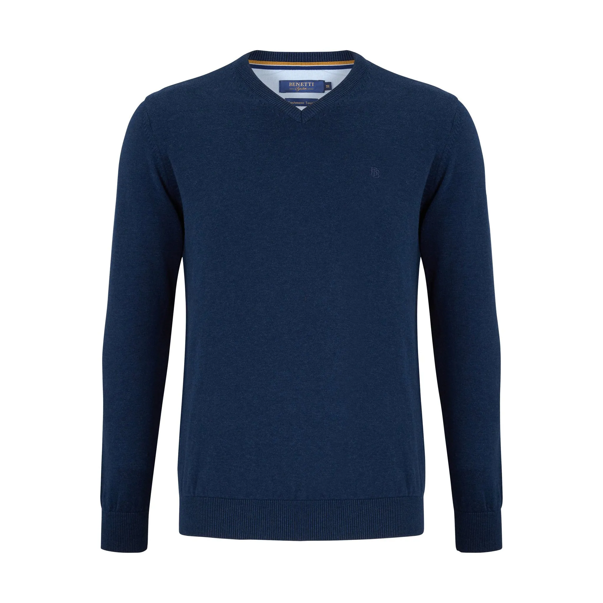 Benetti 100% Cotton V-Neck Knit - Indigo