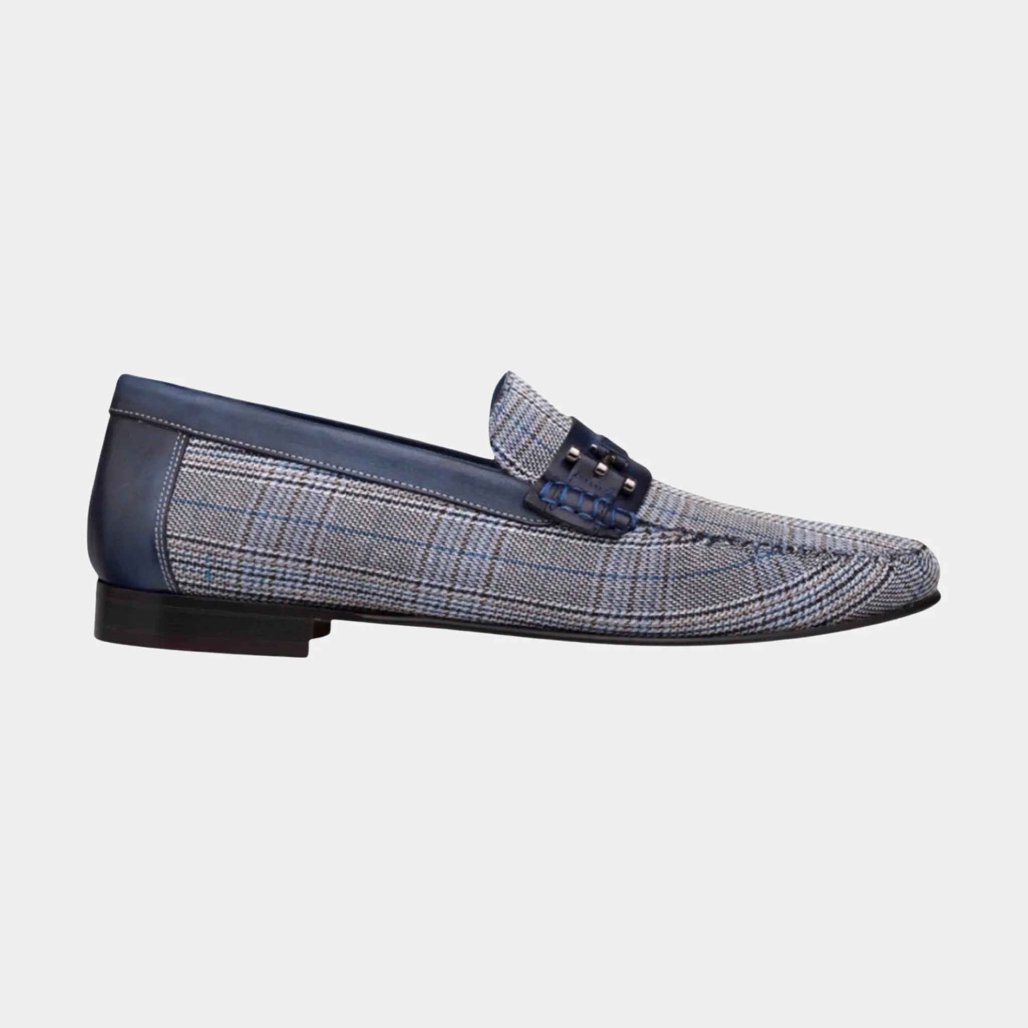 Blue Plaid Moccasin Loafer Shoes