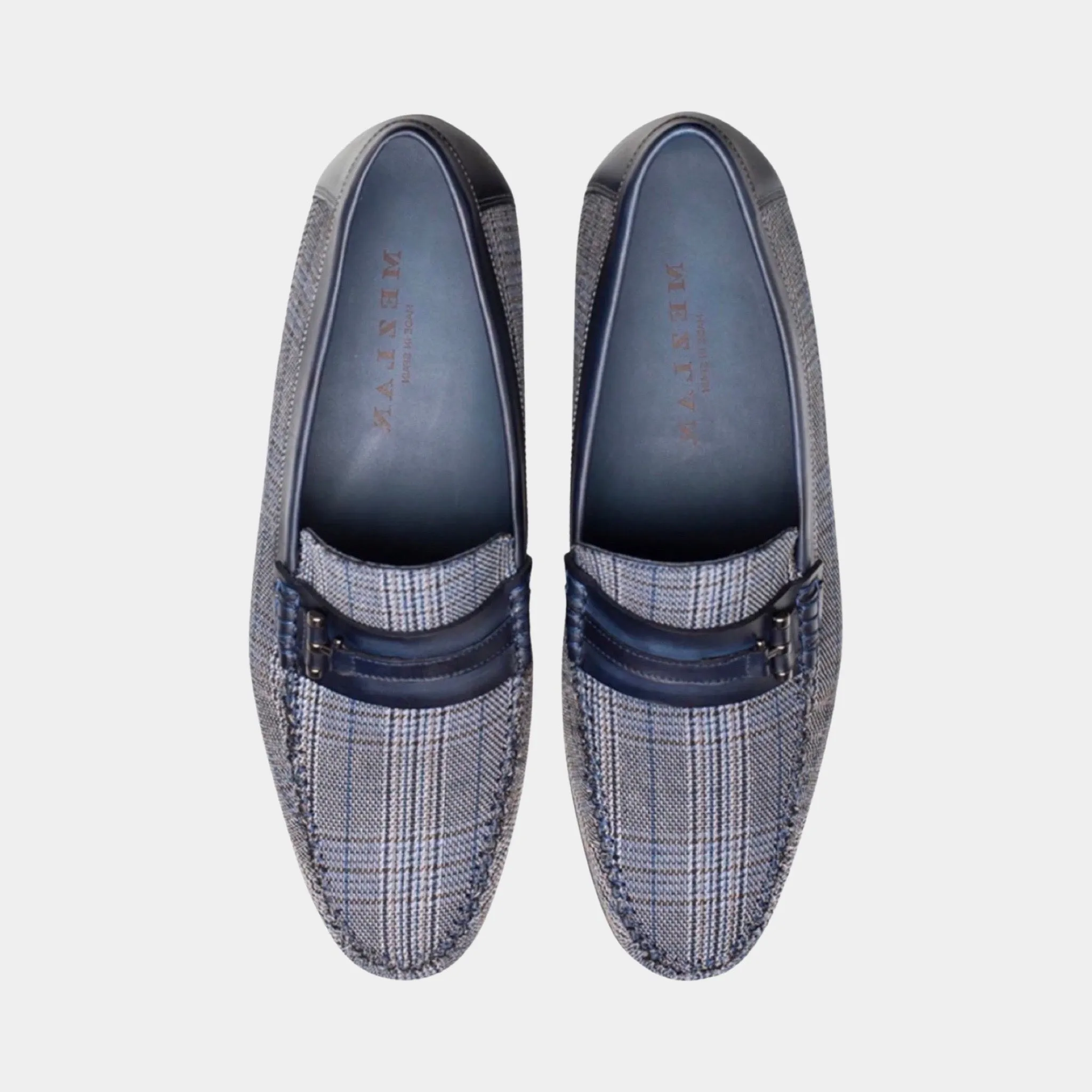 Blue Plaid Moccasin Loafer Shoes