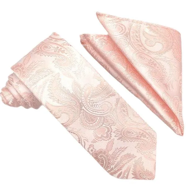 Blush Paisley Tie and Hanky Set