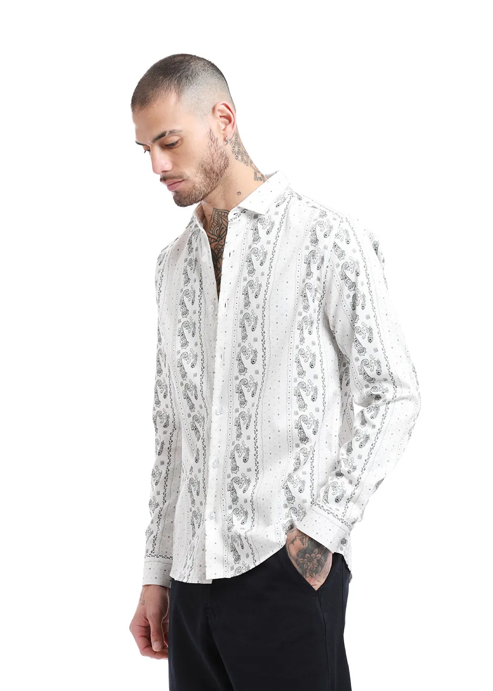 Bohemian Bliss White Paisley Shirt