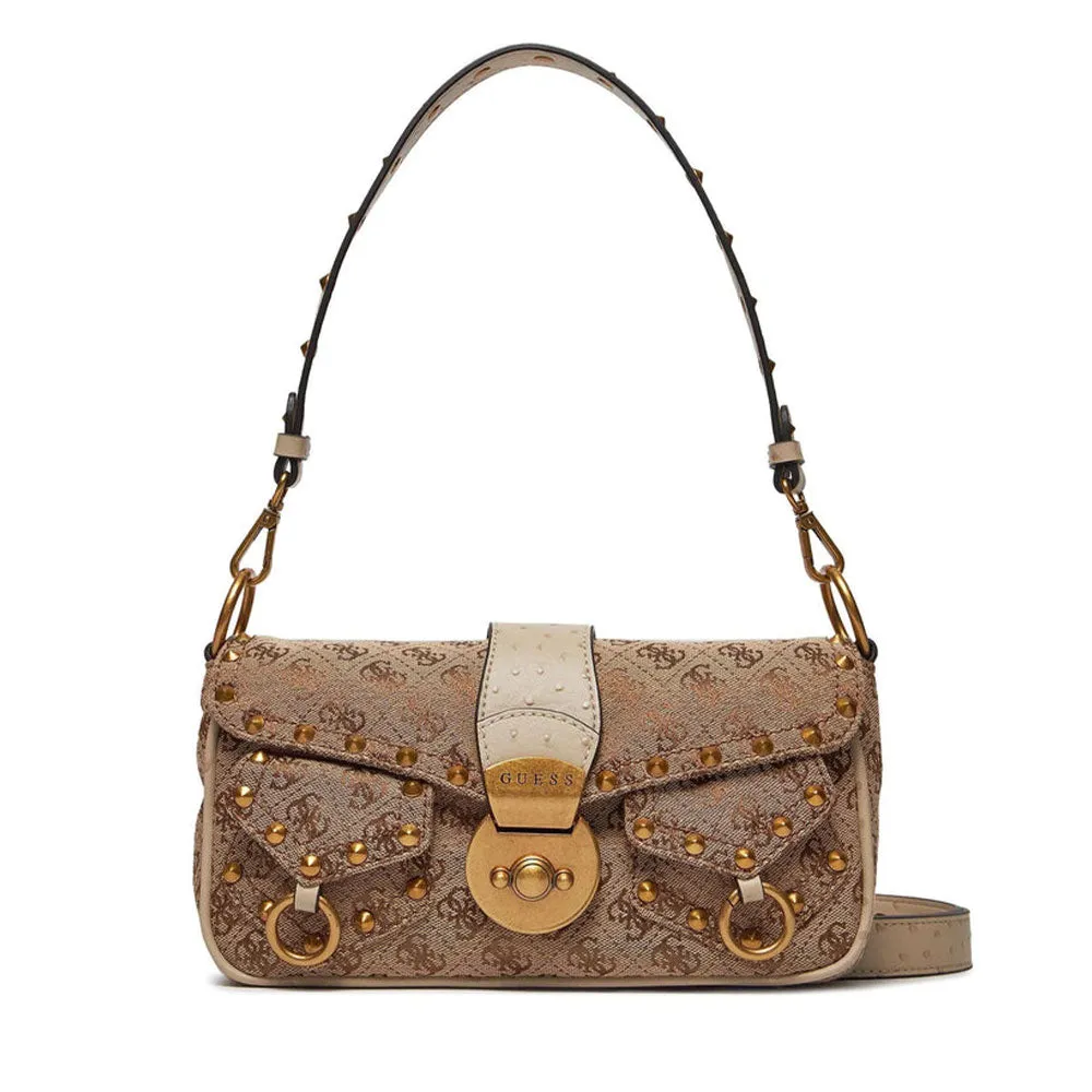 Borsa Donna a Spalla con Tracolla GUESS Linea Sardinia Colore Latte Logo