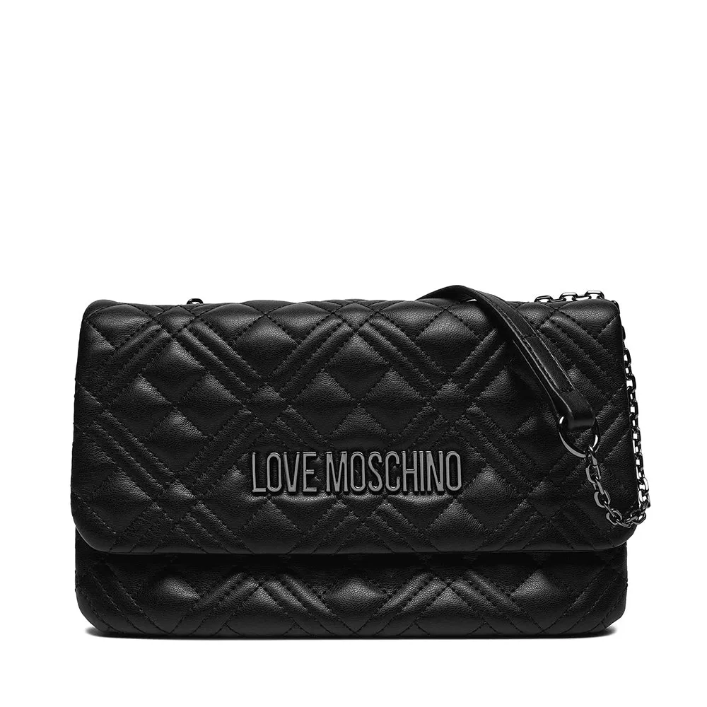 Borsa Donna a Tracolla LOVE MOSCHINO linea Quilted colore Nero con Logo Canna di Fucile