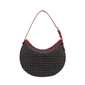 Borsa Donna Hobo a Spalla POLLINI linea Heritage Logo Classic Nero e Rosso