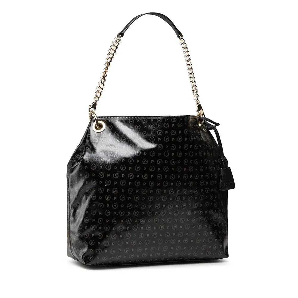 Borsa Donna Hobo POLLINI linea Heritage Coated Canvas Nero