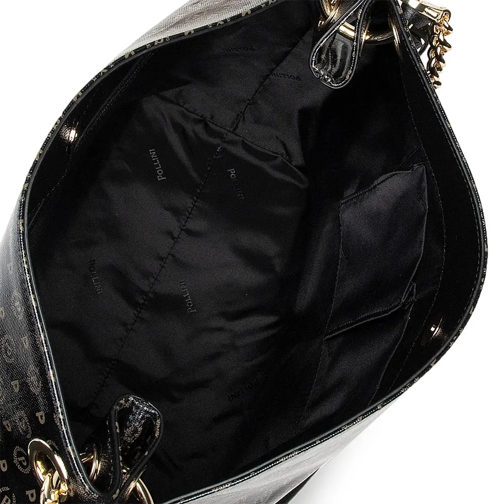 Borsa Donna Hobo POLLINI linea Heritage Coated Canvas Nero